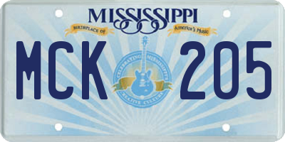 MS license plate MCK205