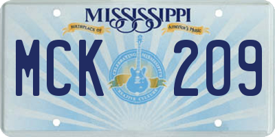 MS license plate MCK209