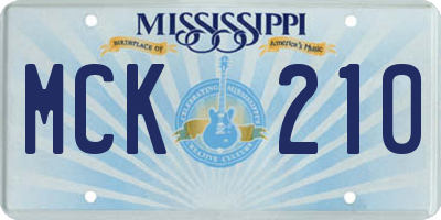 MS license plate MCK210