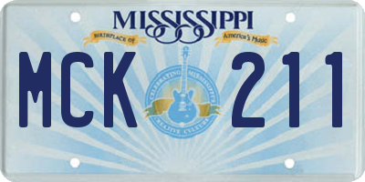 MS license plate MCK211