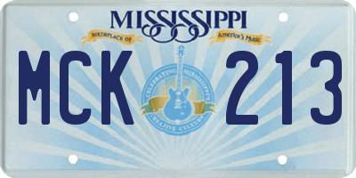 MS license plate MCK213