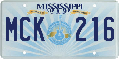 MS license plate MCK216
