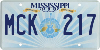 MS license plate MCK217