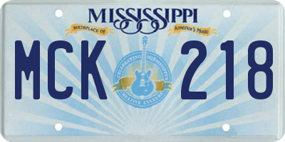 MS license plate MCK218