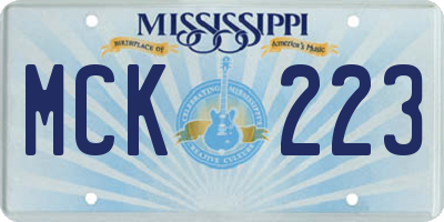 MS license plate MCK223
