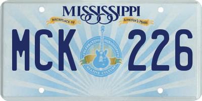 MS license plate MCK226