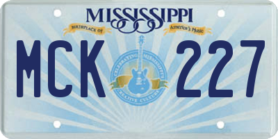 MS license plate MCK227