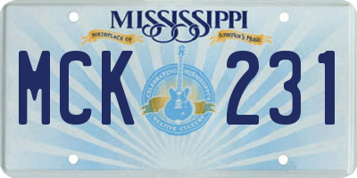 MS license plate MCK231