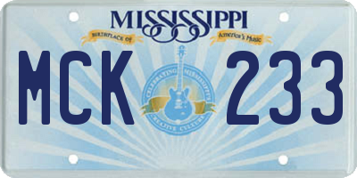 MS license plate MCK233