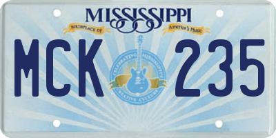 MS license plate MCK235