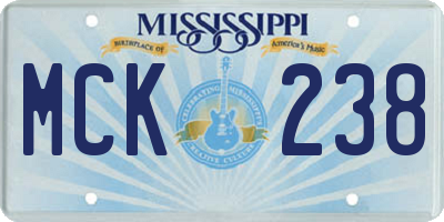 MS license plate MCK238