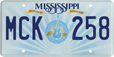 MS license plate MCK258