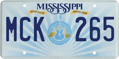 MS license plate MCK265