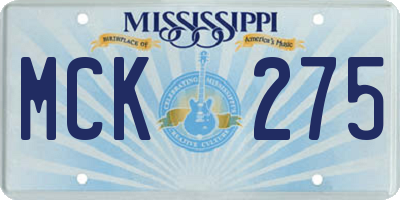 MS license plate MCK275