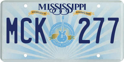 MS license plate MCK277