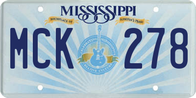 MS license plate MCK278
