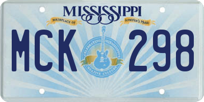MS license plate MCK298