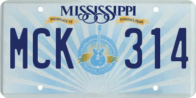 MS license plate MCK314