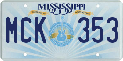 MS license plate MCK353
