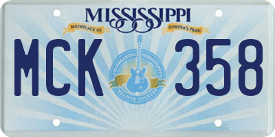 MS license plate MCK358