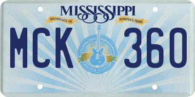 MS license plate MCK360