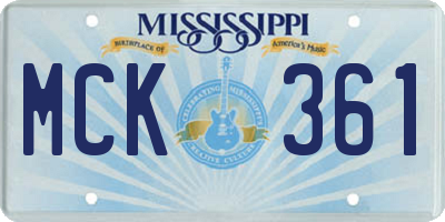 MS license plate MCK361