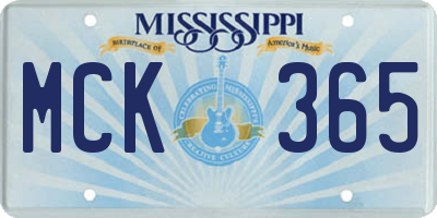 MS license plate MCK365
