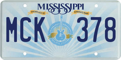 MS license plate MCK378