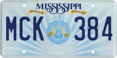 MS license plate MCK384