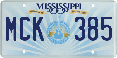 MS license plate MCK385