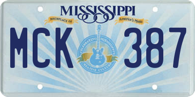 MS license plate MCK387
