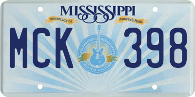MS license plate MCK398