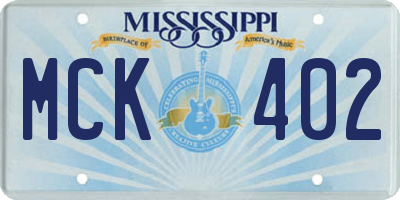 MS license plate MCK402