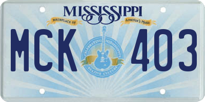 MS license plate MCK403