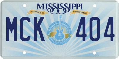 MS license plate MCK404