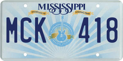 MS license plate MCK418