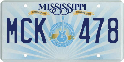 MS license plate MCK478
