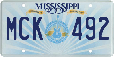 MS license plate MCK492