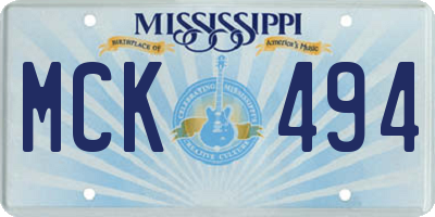MS license plate MCK494