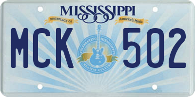 MS license plate MCK502