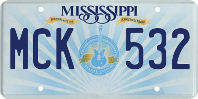 MS license plate MCK532