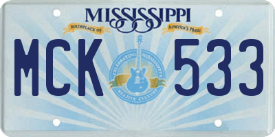 MS license plate MCK533