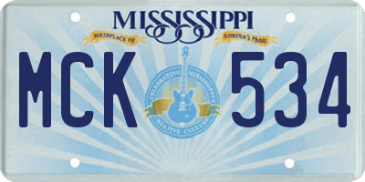 MS license plate MCK534