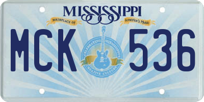 MS license plate MCK536