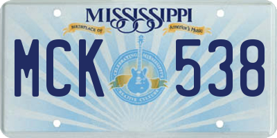 MS license plate MCK538