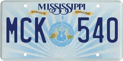 MS license plate MCK540