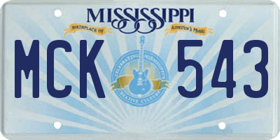 MS license plate MCK543