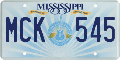 MS license plate MCK545