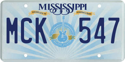 MS license plate MCK547