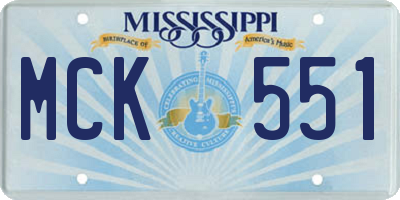 MS license plate MCK551